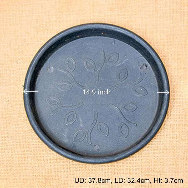 14.9 inch (38 cm) Round Plastic Plate for 16 inch (41 cm) Grower Pots (Black) (set of 3)