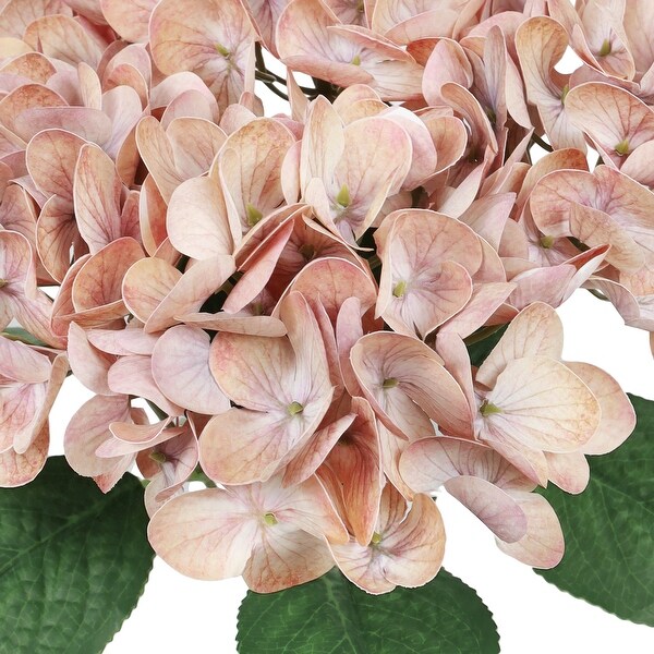 Set of 2 Natural Touch Brown Blush Artificial Hydrangea Flower Stem Bush Bouquet 17in