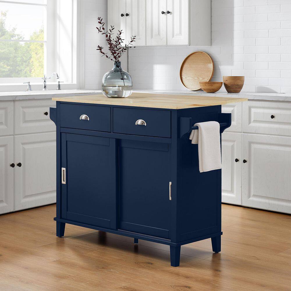 CROSLEY FURNITURE Cora Navy Kitchen Island with Drop Leaf CF3039NA-NV