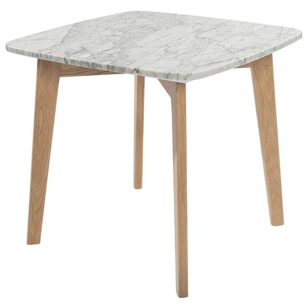 Square Italian Carrara White Marble Side Table