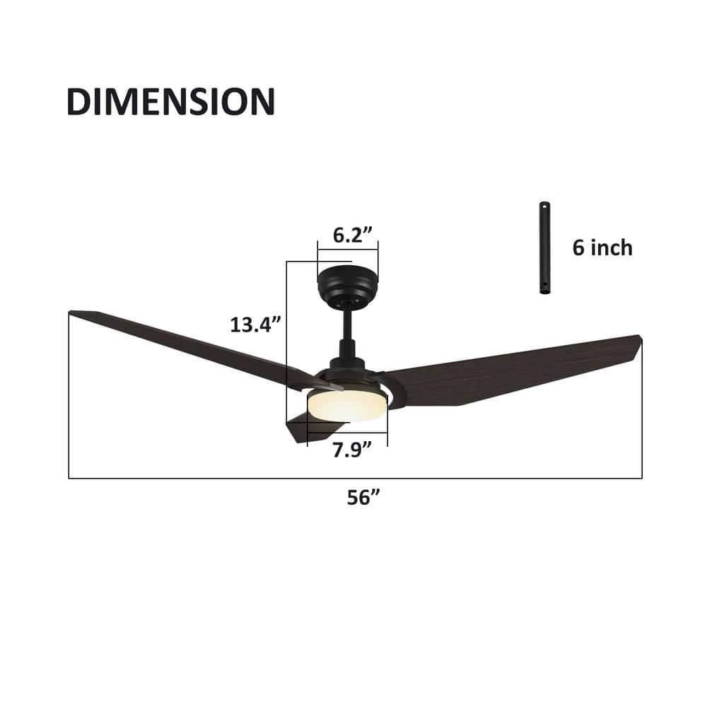 CARRO Brently 56 in Dimmable LED IndoorOutdoor Black Smart Ceiling Fan with Light and Remote Works with AlexaGoogle Home