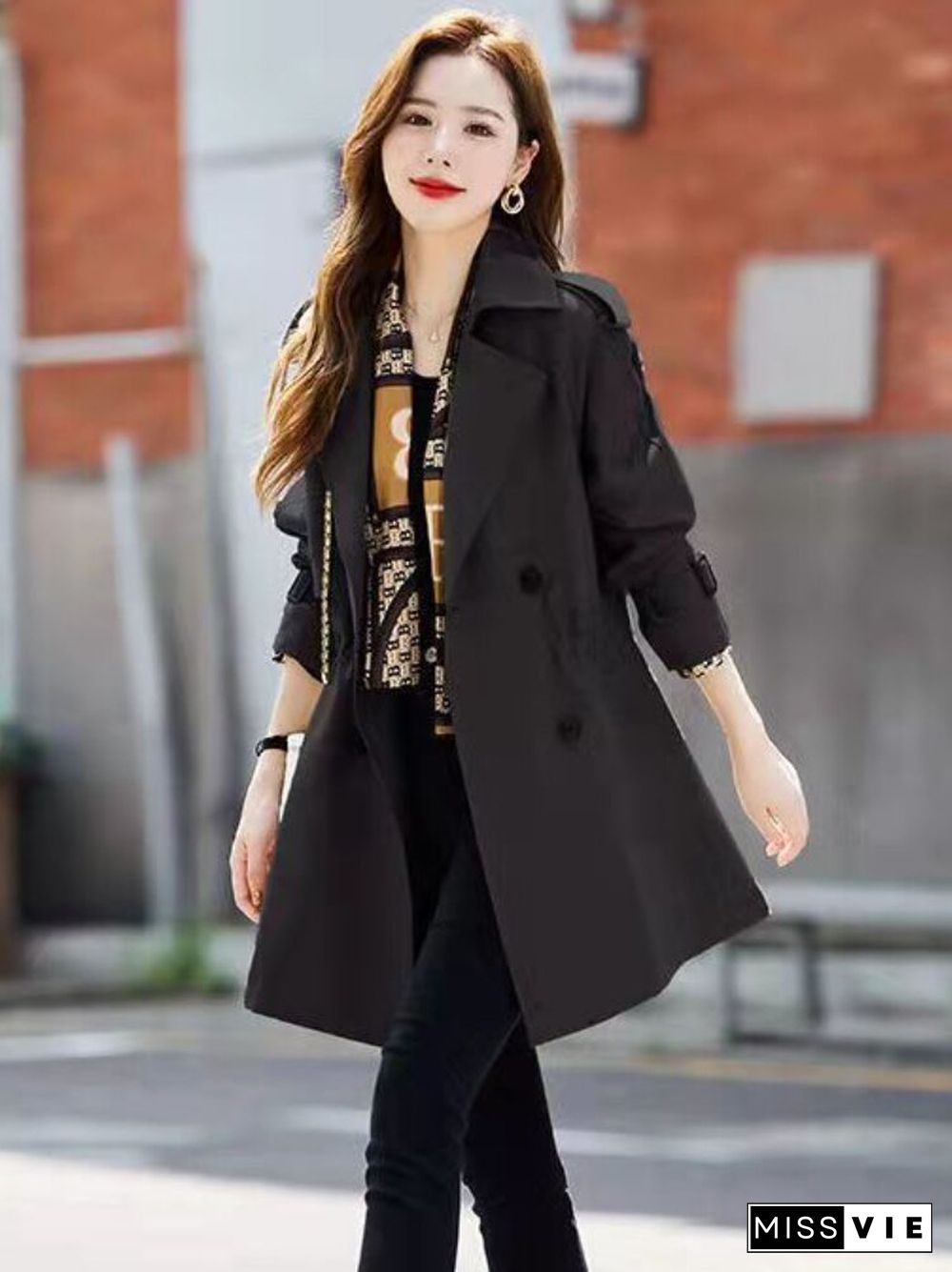 Trench Coat For Women New Autumn Lapel Windbreaker Khaki Coat Jacket Office Lady Trench Coats Jackets Winter Clothes Women