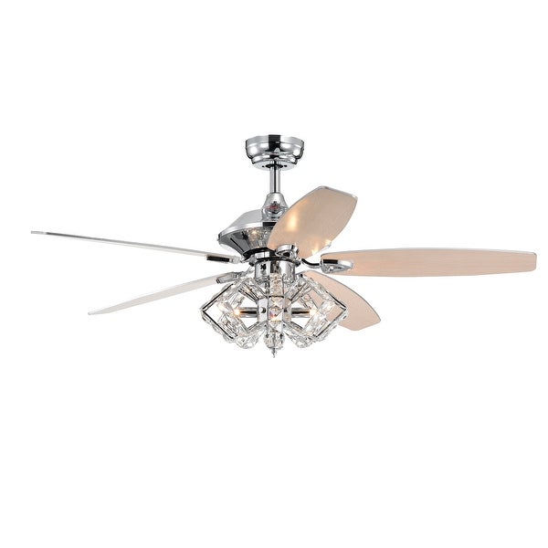 Silver Orchid Pitts 5-Blade Lighted Ceiling Fan w/ Pentagon Crystal Shade Shopping - The Best Deals on Ceiling Fans | 35259971