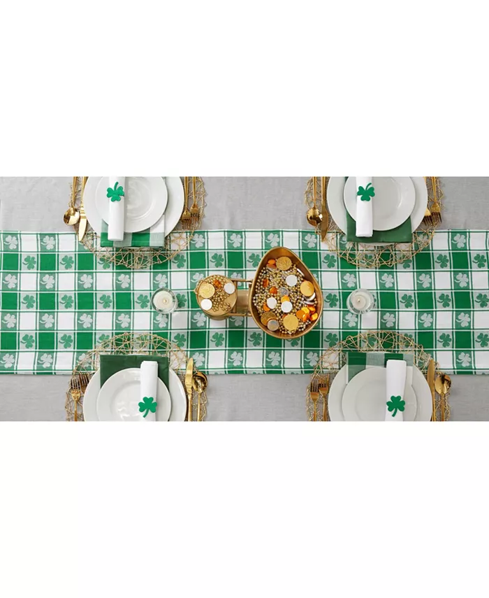 Design Imports Shamrock Woven Check Table Runner