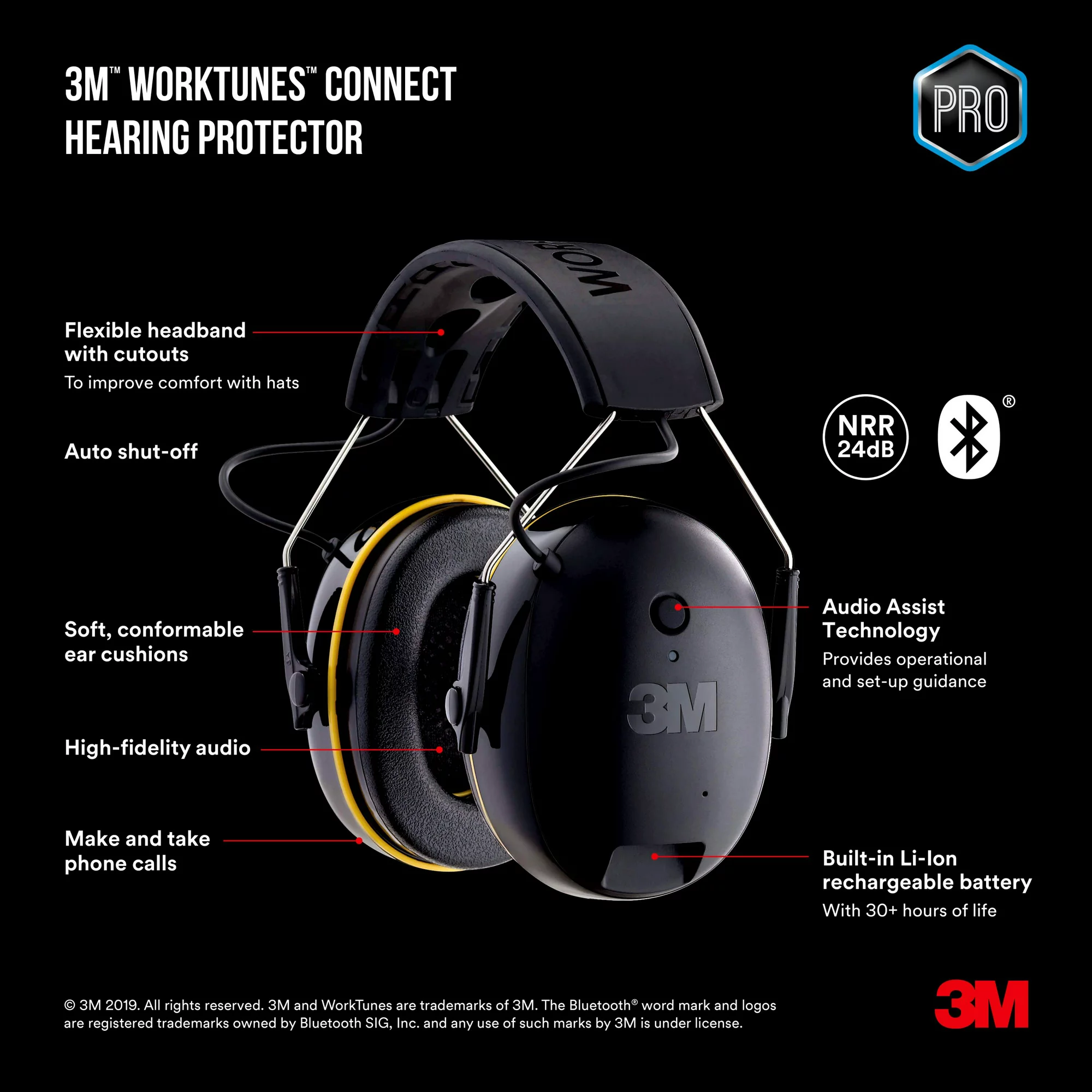 3M 90543H1-DC-PS WorkTunes Connect Hearing Protector， Bluetooth Technology