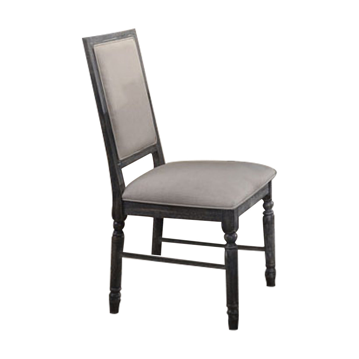 Linen Dining Side Chair with Turned Legs， Set of 2， Gray- Saltoro Sherpi