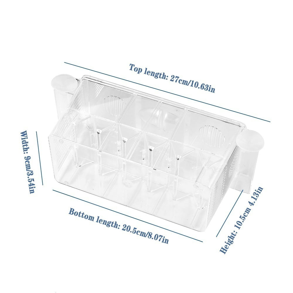 Willstar Fish Breeding Box， 4 Rooms Acrylic Fish Isolation Box with Suction Cups， Aquarium Acclimation Hatchery Incubator for Baby Fishes Shrimp Clownfish and Guppy