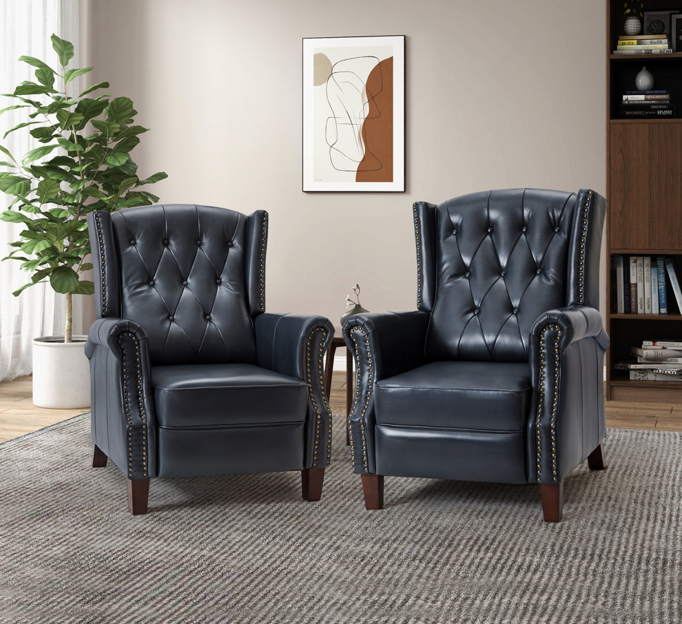 Genuine Leather Manual Recliner  Set of 2   Transitional   Recliner Chairs   by Karat Home  Houzz