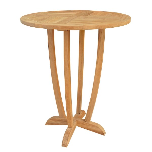 Chic Teak Miami Teak Wood Round Outdoor Patio Bar Table，35 inch