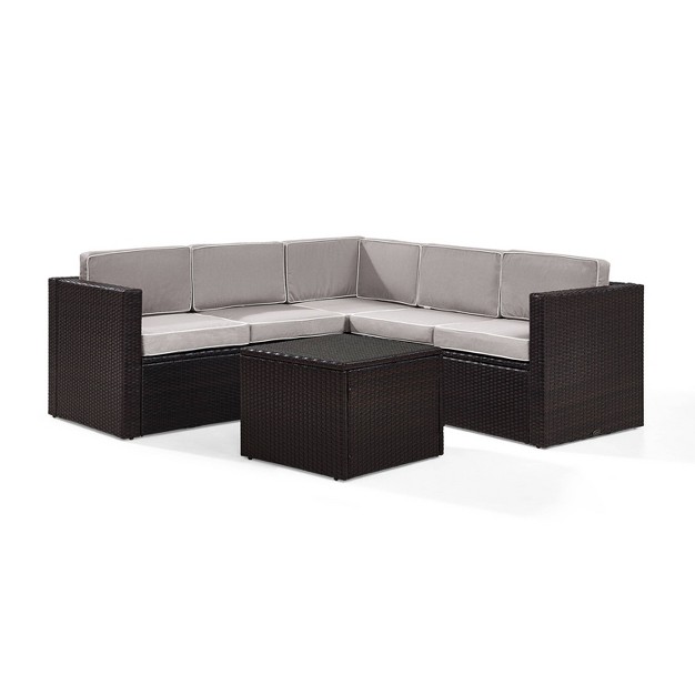 Palm Harbor 6pc Outdoor Wicker Sectional Set Gray Crosley