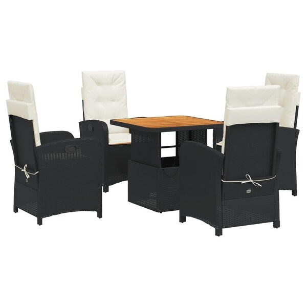 vidaXL Patio Dining Set with Cushions Furniture 2 Piece Black Poly Rattan