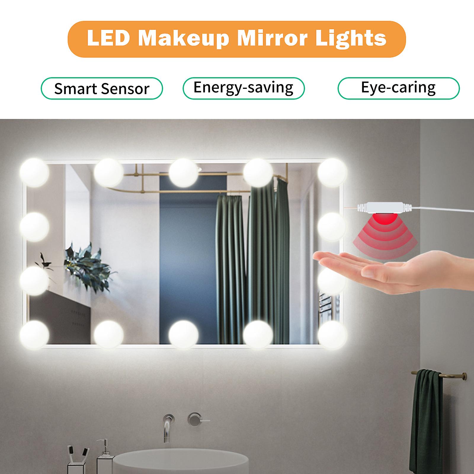 14 Pcs Led Makeup Mirror Lights Smart Sensor Control Vanity Mirror Lights Bathroom Mirror Light With 1.5m Usb Cable Led Strip Lights