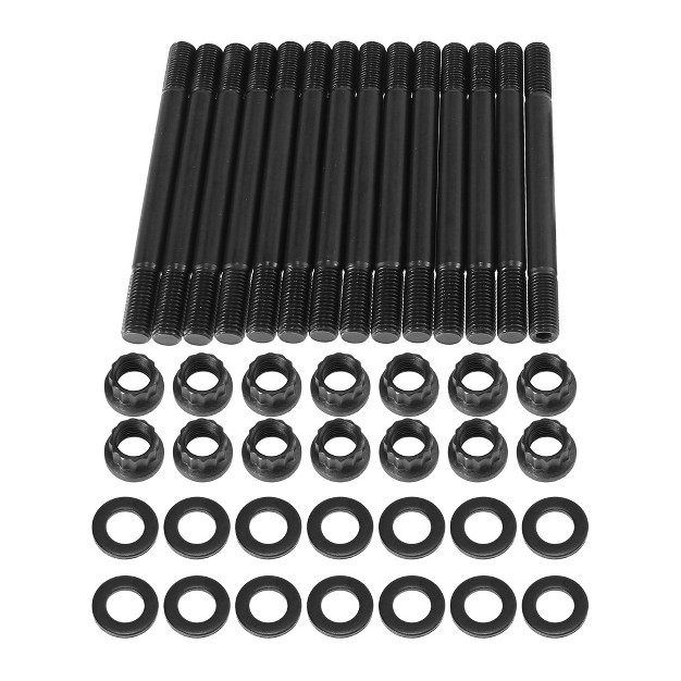 Unique Bargains Cylinder Head Stud Kit Replacement For Nissan Rb25 Rb25det 2 5l And Rb20 Rb20det 2 0l Black 14 Set