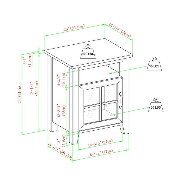 Middlebrook Windowpane-Glass Door Side Table