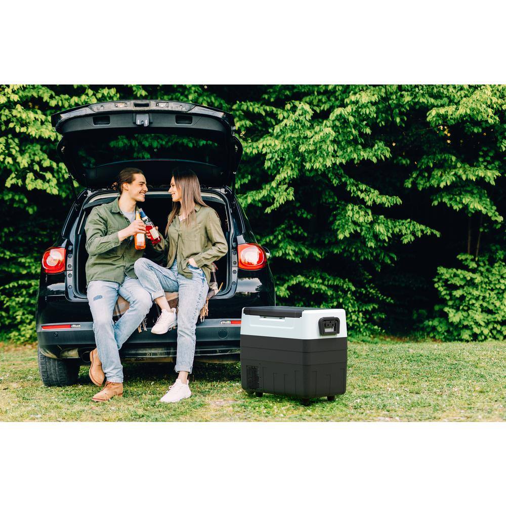 ProMounts 55 Liter14.5 Gallon 86 Can Capacity Smart Portable Dual Zone Electric Car Fridge Camping Chest Cooler with Wheels OPCF5501