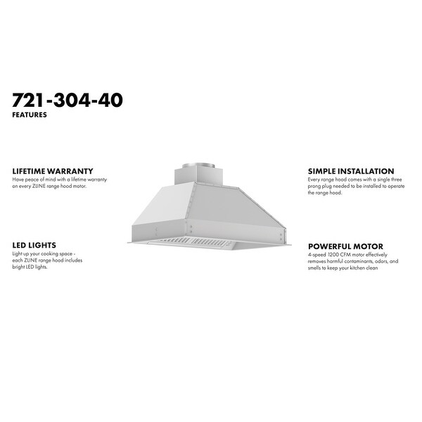 ZLINE Ducted Wall Mount Range Hood Insert - Outdoor Approved Stainless Steel