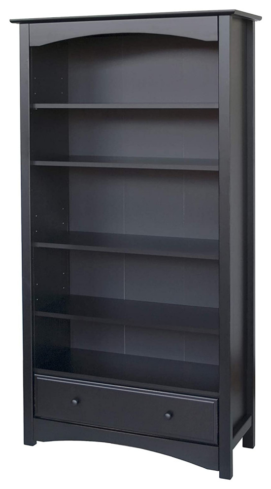 Traditional Tall Bookcase  Adjustable Shelves  ampLower Storage Drawer  Ebony   Transitional   Bookcases   by Decor Love  Houzz