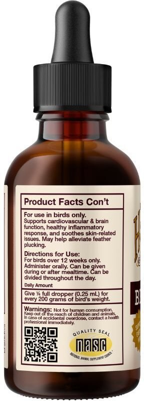 Hemp Well Bird Hempseed Oil Bird Supplement， 2-oz bottle