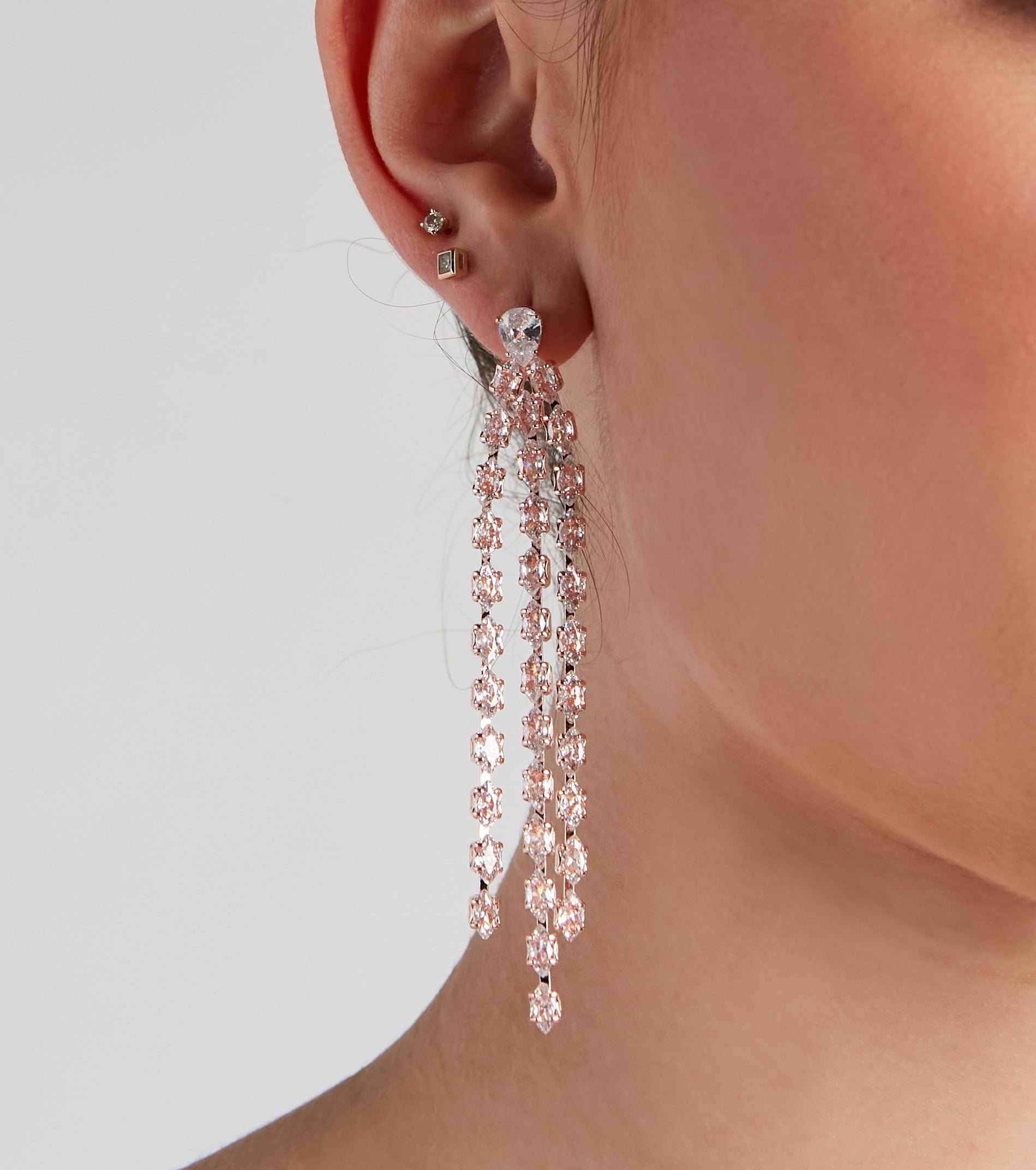 Chic Elegance Cubic Zirconia Fringe Earrings