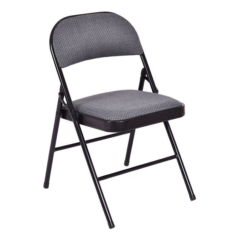 Folding Chair Set with Upholstered Seat and Fabric Covered Backrest