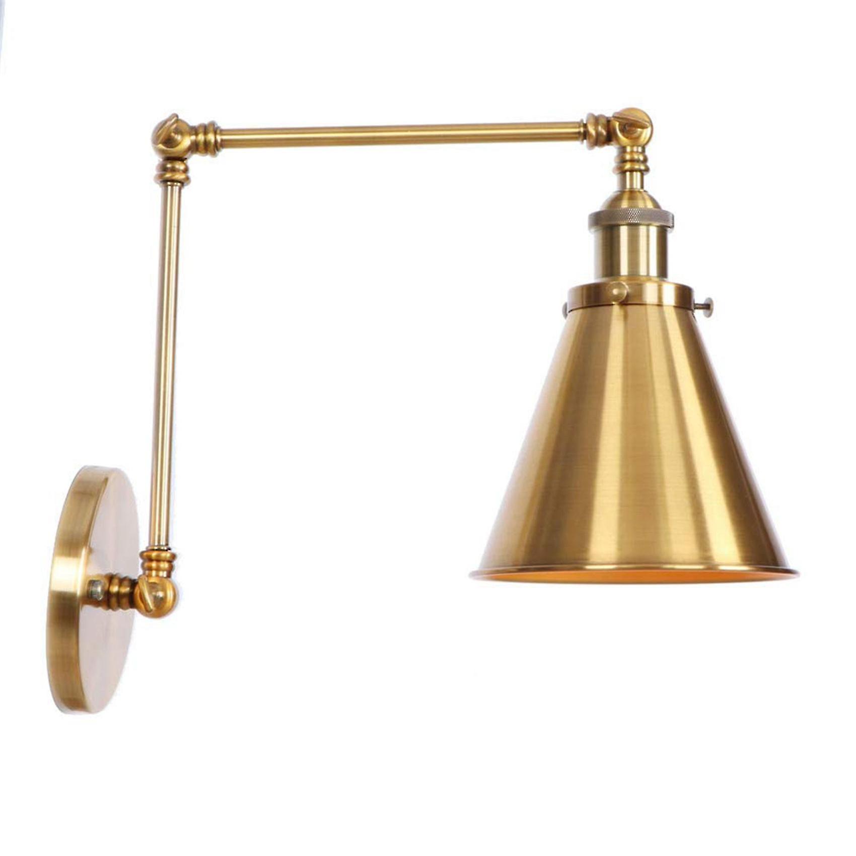 Industrial Wall Sconce Light Brass Cone Shade Wall Light With Adjustable Arm For Indoor Home Bar Wa