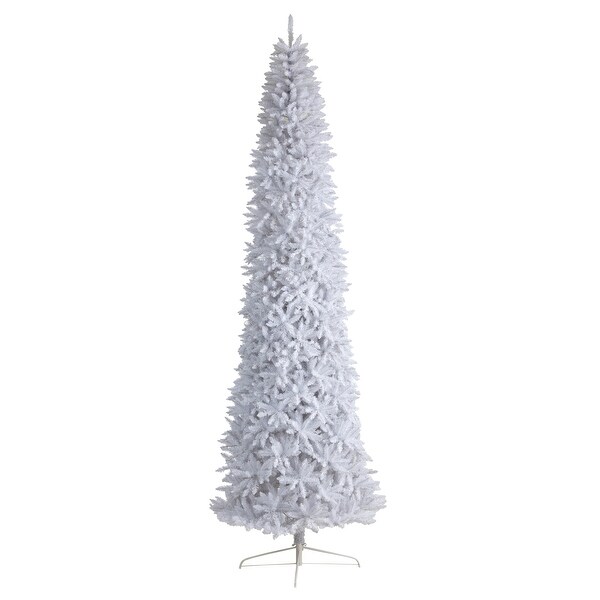 12' Slim White Artificial Christmas Tree with 3235 Bendable Branches