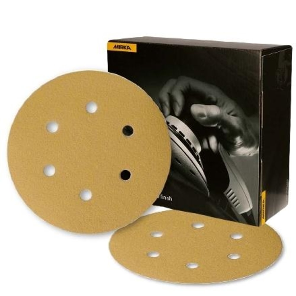 6 Gold 6-Hole 120 Grit Dustless Hook and Loop Sanding Vacuum Disc P120， Pack of 50