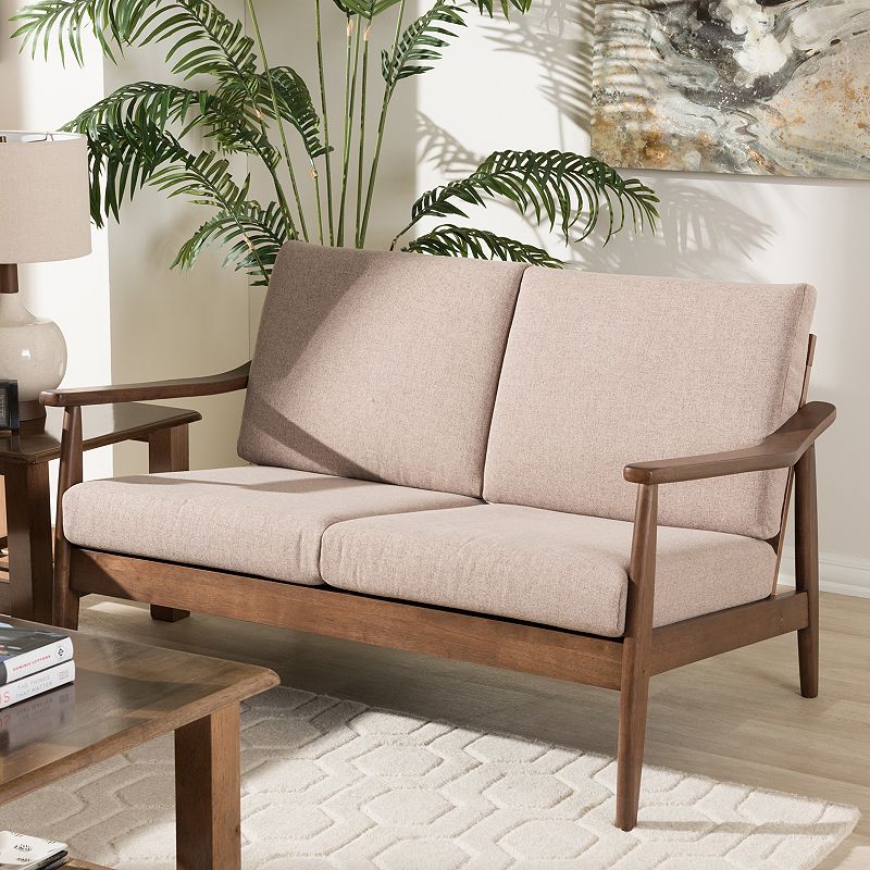 Baxton Studio Venza Mid-Century Modern Loveseat