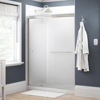 Delta Simplicity 60 in. x 70 in. Semi-Frameless Traditional Sliding Shower Door in Nickel with Droplet Glass 1118440