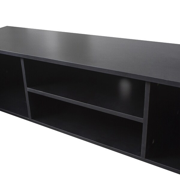 Black TV Stand Media Entertainment Center Console Table with 2 Storage Cabinet， Open Shelves for 70