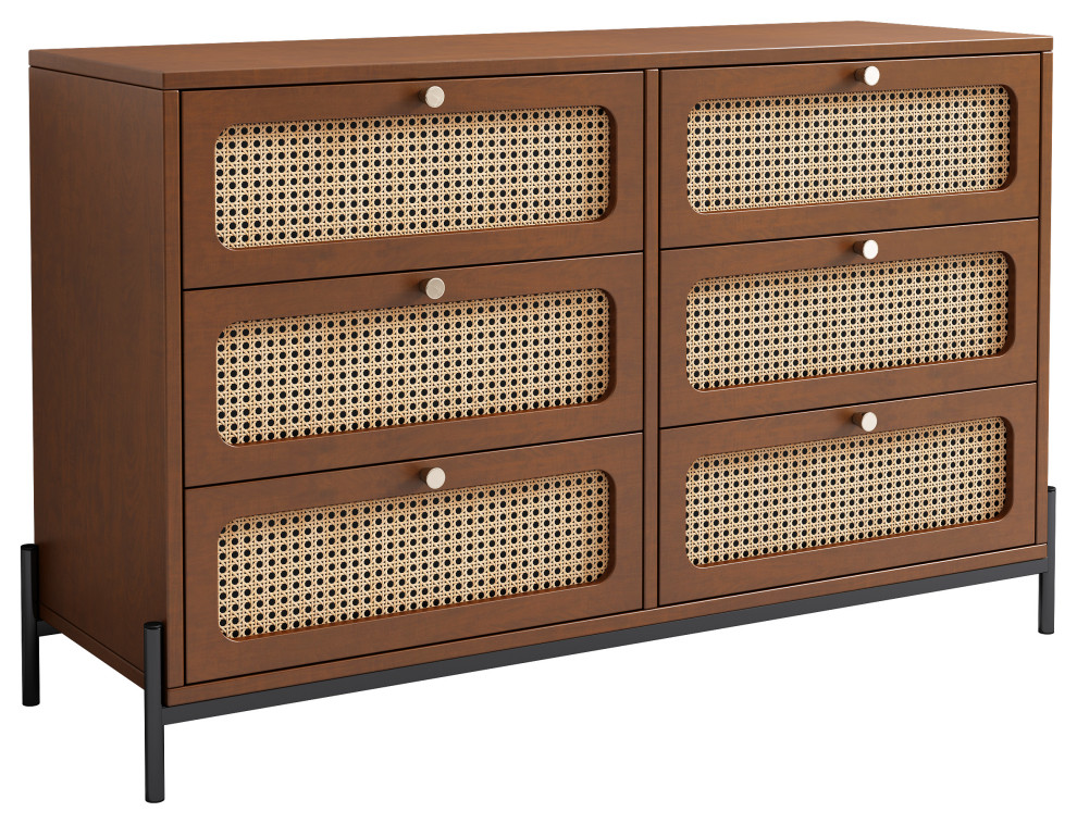 Gewnee Modern Cannage Rattan Wood Closet 6 Drawer Dresser Wood Storage Cabinet   Modern   Console Tables   by GEWNEE INC  Houzz