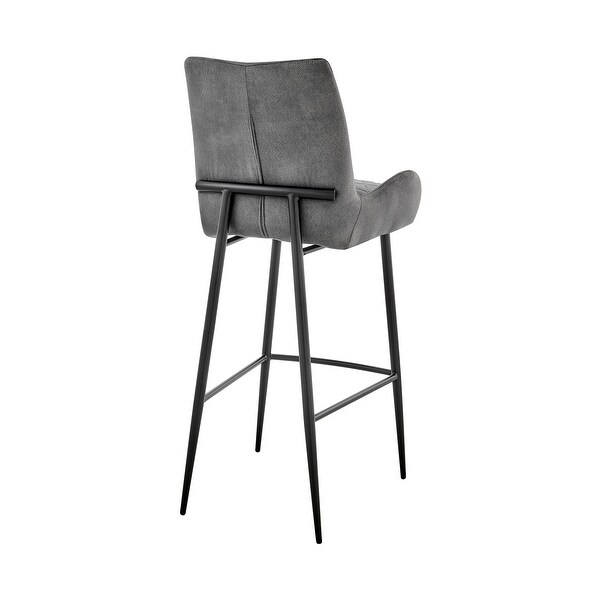 Panama Counter or Bar Height Stool in Charcoal Fabric and Black Finish