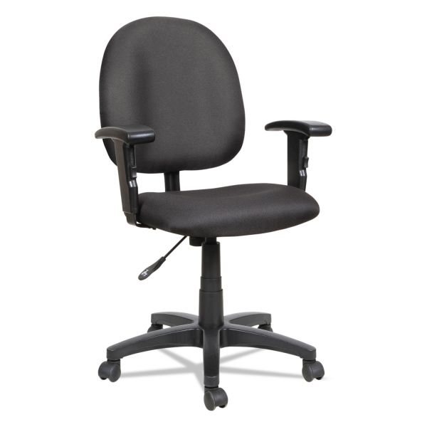 Alera Essentia Series Swivel Task Chair with Adjustable Arms， Supports up to 250 lbs.， Black Seat/Black Back， Black Base