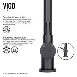 VIGO Gramercy Single Handle Pull-Down Spout Kitchen Faucet Set with Soap Dispenser in Matte Black VG02008MBK2