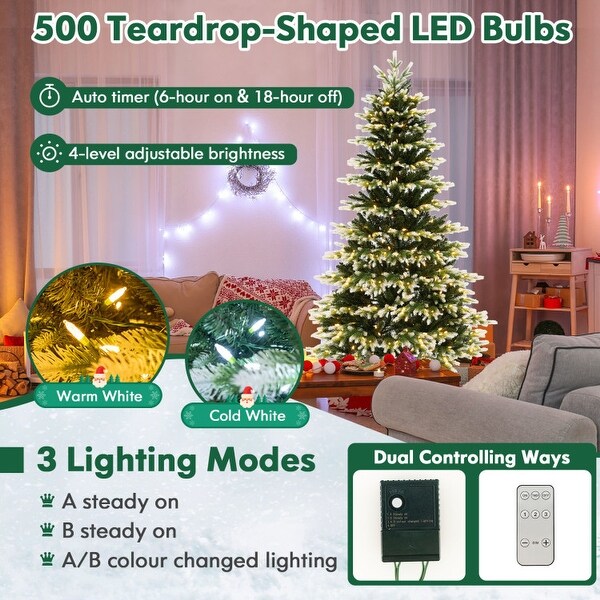 Hinged Christmas Tree with 350 LED Lights Remote Control