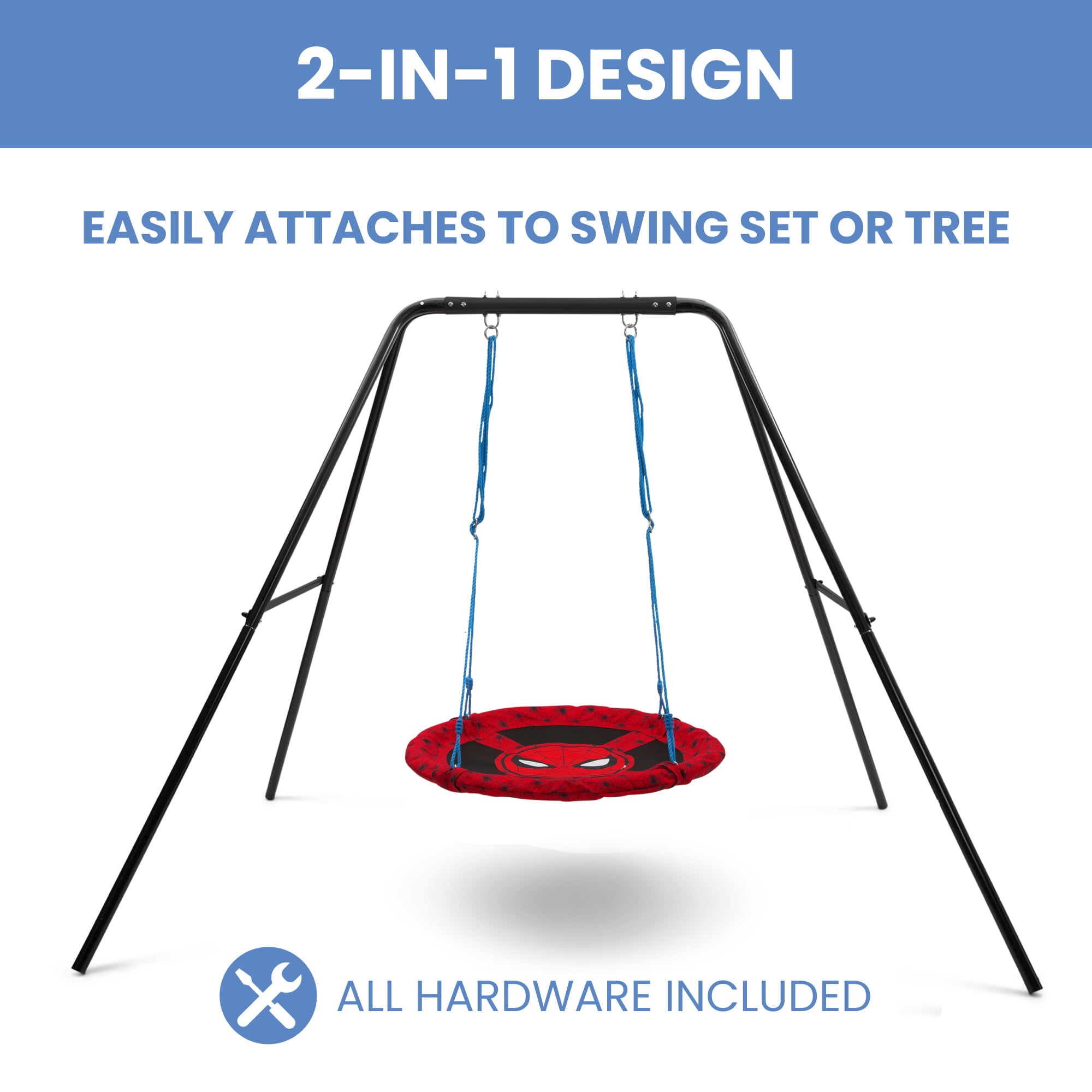 Marvel Spider-Man 40-inch Saucer Swing – Includes Hardware for Swing Set or Tree Attachment