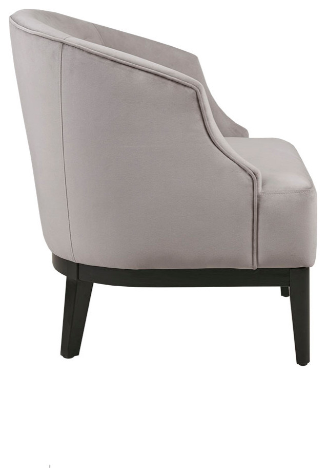 Martha Stewart Samba Velvet Curved Accent Chair With Tufted Back  Grey   Transitional   Armchairs And Accent Chairs   by Olliix  Houzz