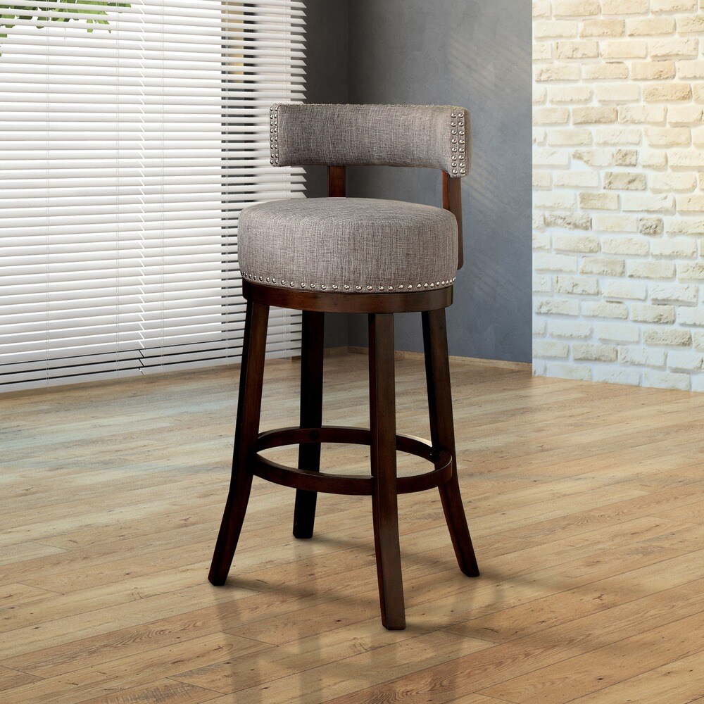 Fendeson Transitional Nailhead Swivel Barstool (Set of 2) by Furniture of America