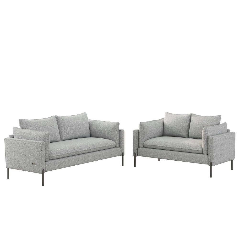 Modern Linen Fabric Upholstered 2 Piece Sofa Sets