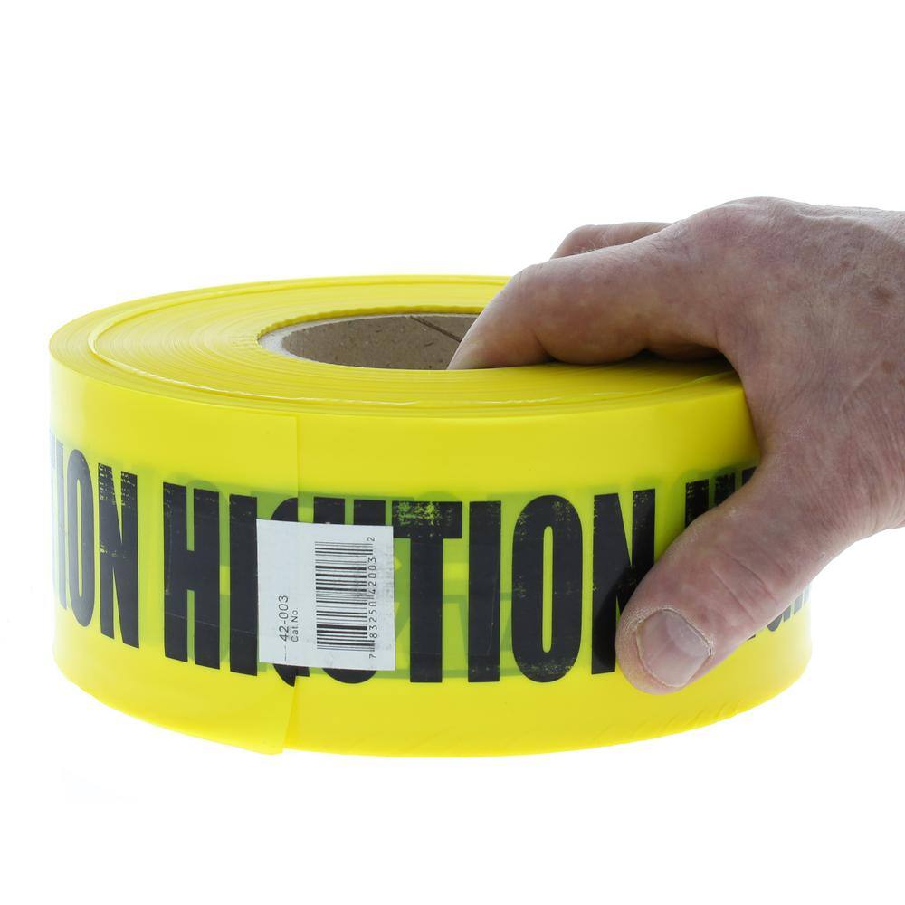 IDEAL 3 in. x 1000 ft. Barricade Tape Caution High Voltage Yellow 42-003