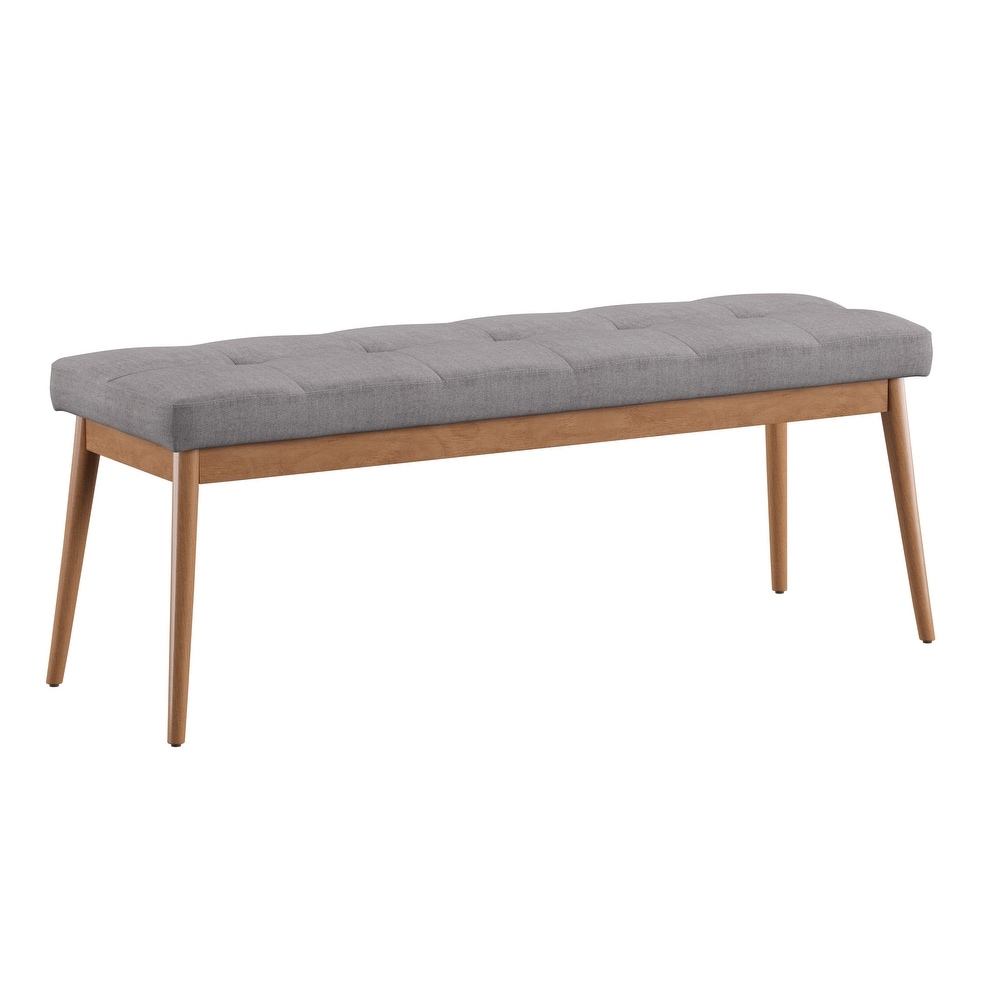 Sasha Oak Angled Leg Linen Dining Bench iNSPIRE Q Modern