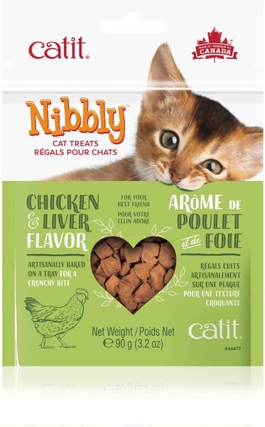 Catit Nibbly Chicken and Liver Cat Treat， 3.2-oz bag