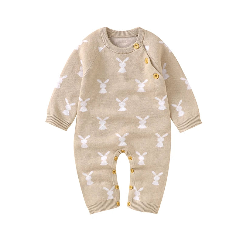 Baby Romper Cotton Knitted Newborn Boy Girl Jumpsuit Outfit  Long Sleeve Fall Toddler Infant Winter Clothing Cute Rabbit Onesies