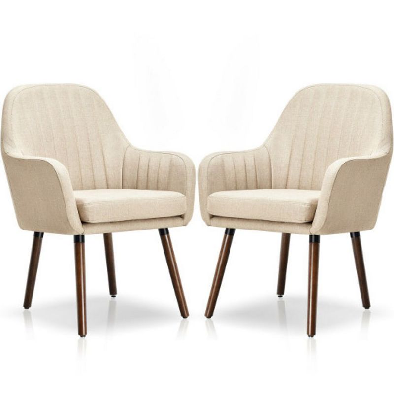 Set of 2 Accent Chairs with Wooden Legs