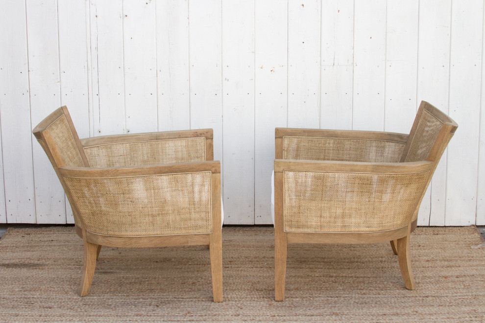 Pair of Oak  ampCane Club Chair   Eclectic   Armchairs And Accent Chairs   by De cor  Houzz