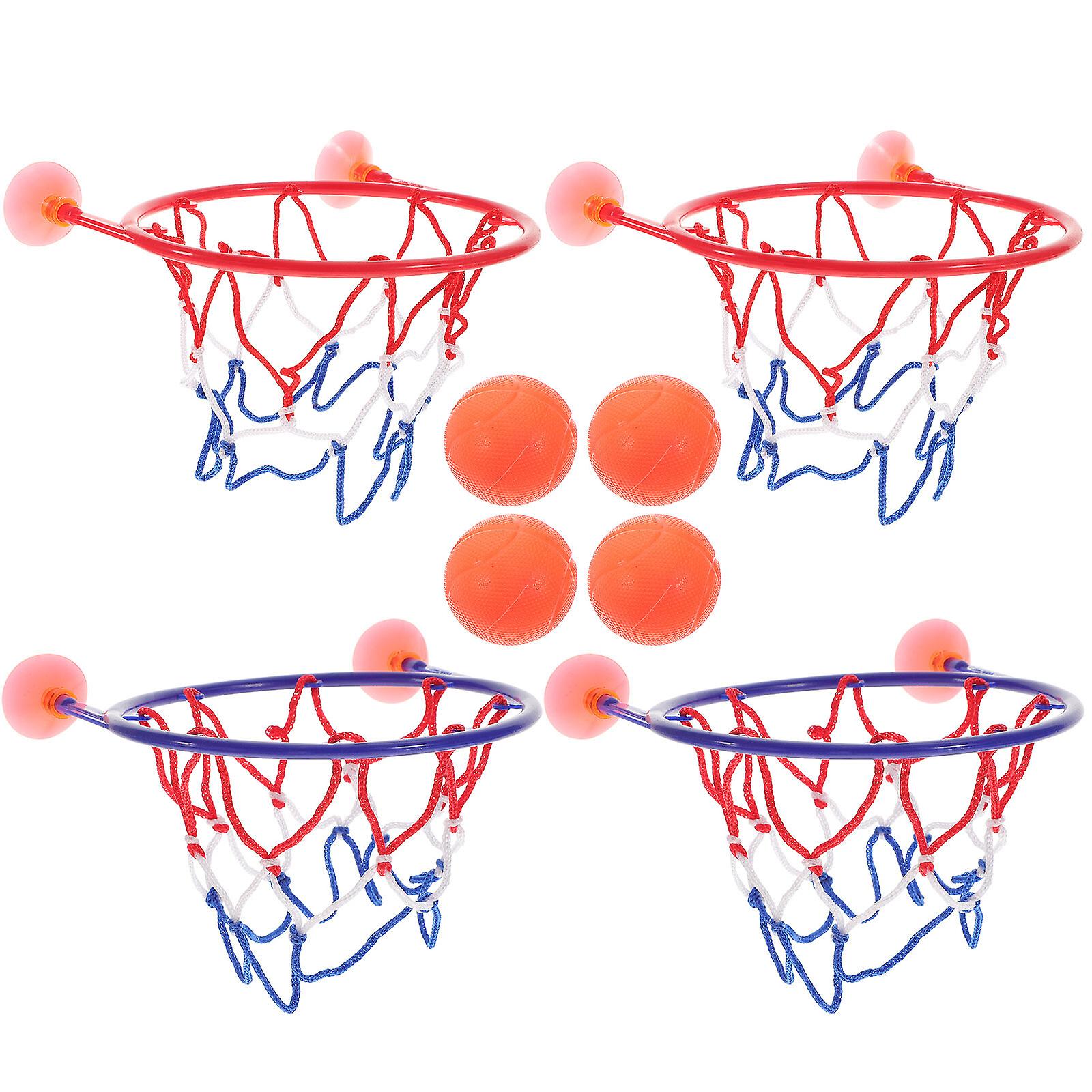 4pcs Mini Basketball Playset Basketball And Ball Toy Shower Time Toys Bathroom Supplies For Children Random Blue/red