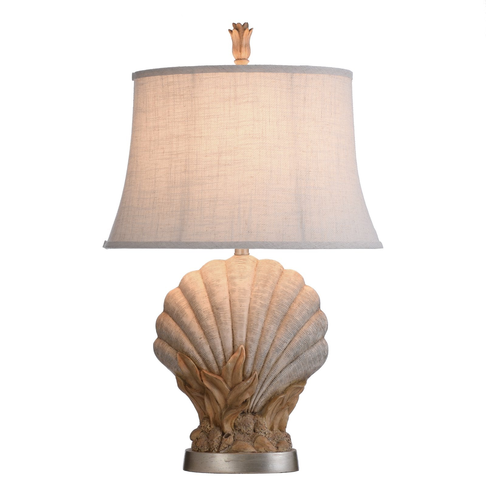 Avoca Beach Table Lamp - Sandstone Finish - White Softback Fabric Shade