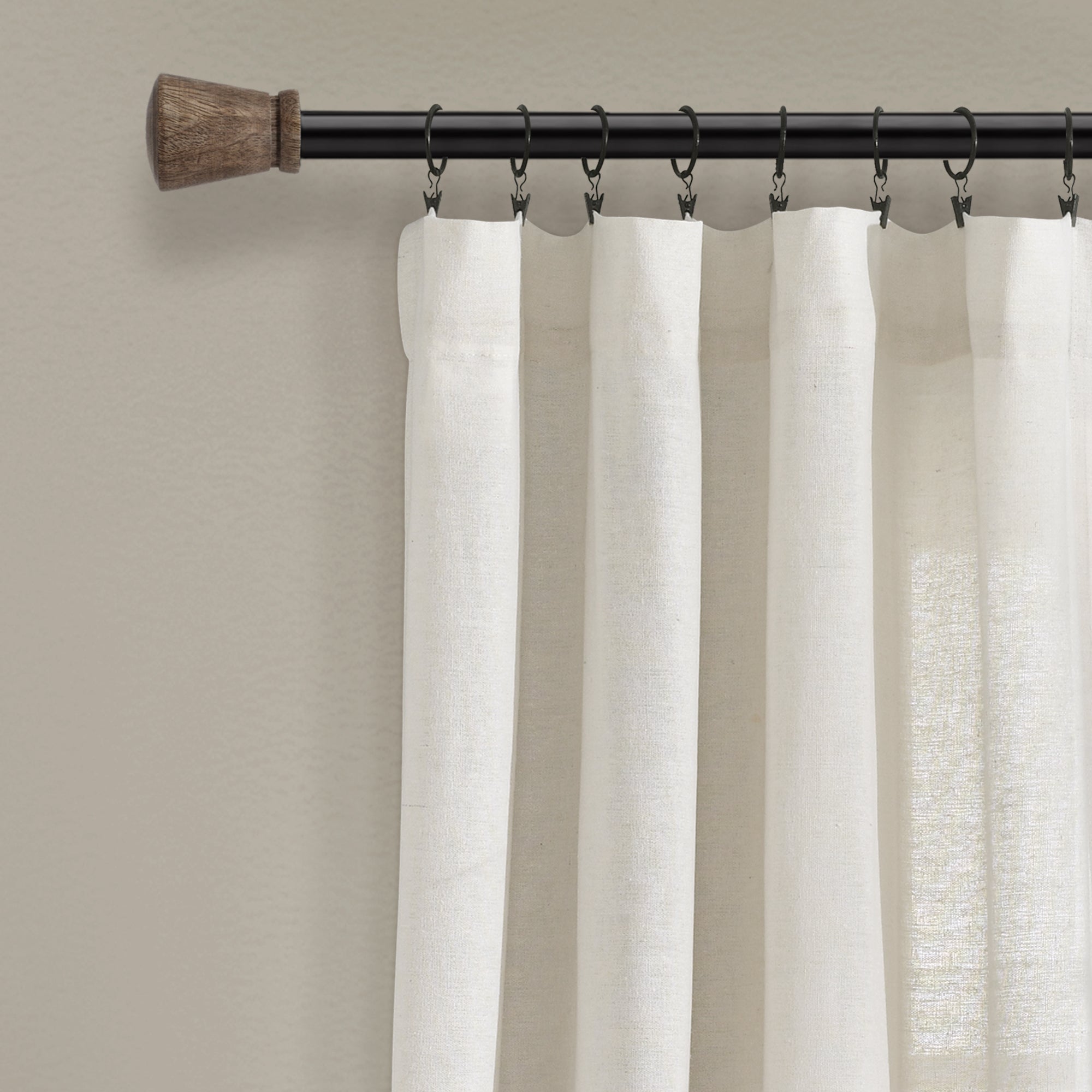 Linen Button Window Curtain Panel