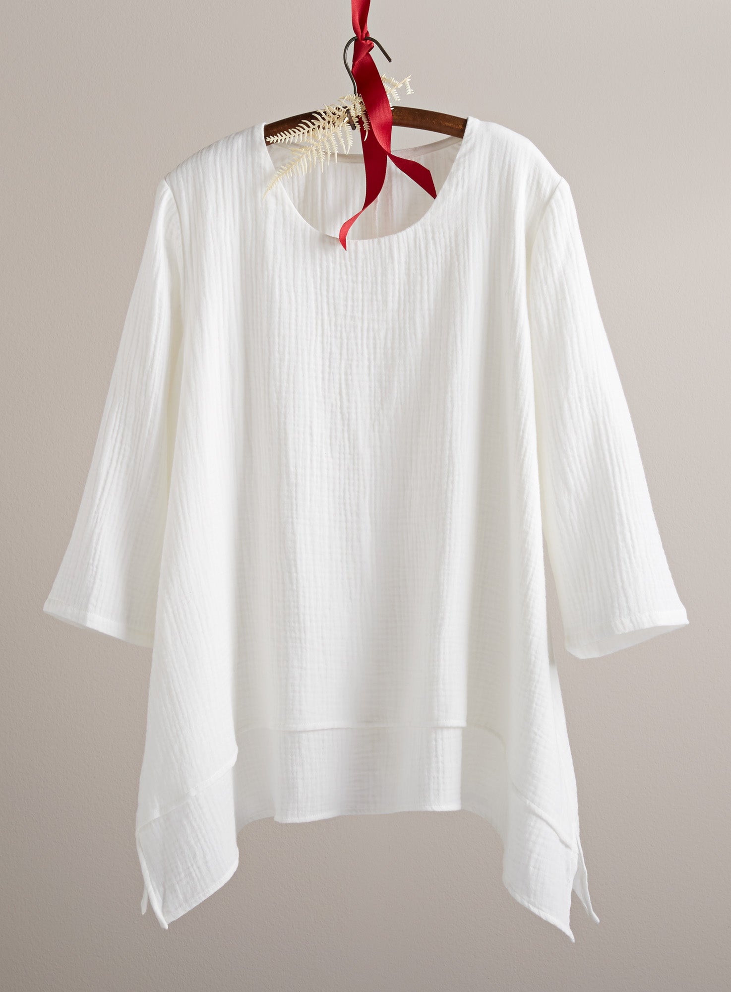 Cotton Ripple Handkerchief Hem Top