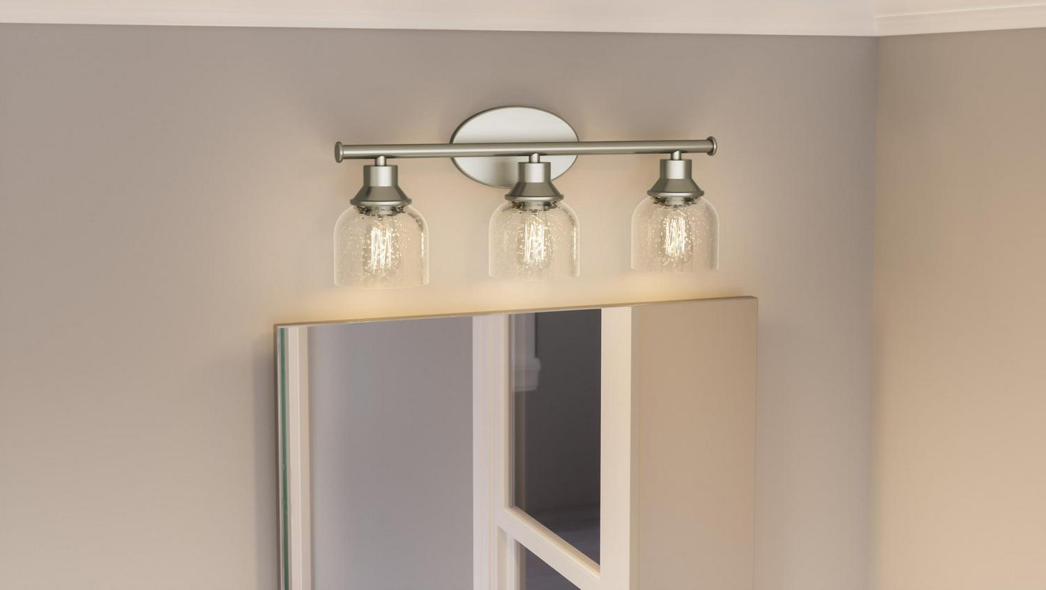 Ashley Harbour Karter 3-Light Brushed Nickel Bath Light